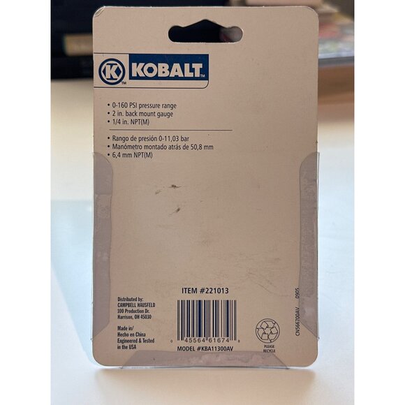 2 In. Kobalt Back Mount Pressure Gauge 0-160 PSI Range 1/4 In. NPT(M) 100xkPa Mo - Picture 4 of 4